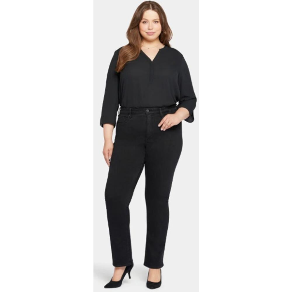 NYDJ Women 6 Long Black Denim Lift x Tuck Technology Slim Bootcut Denim Jeans